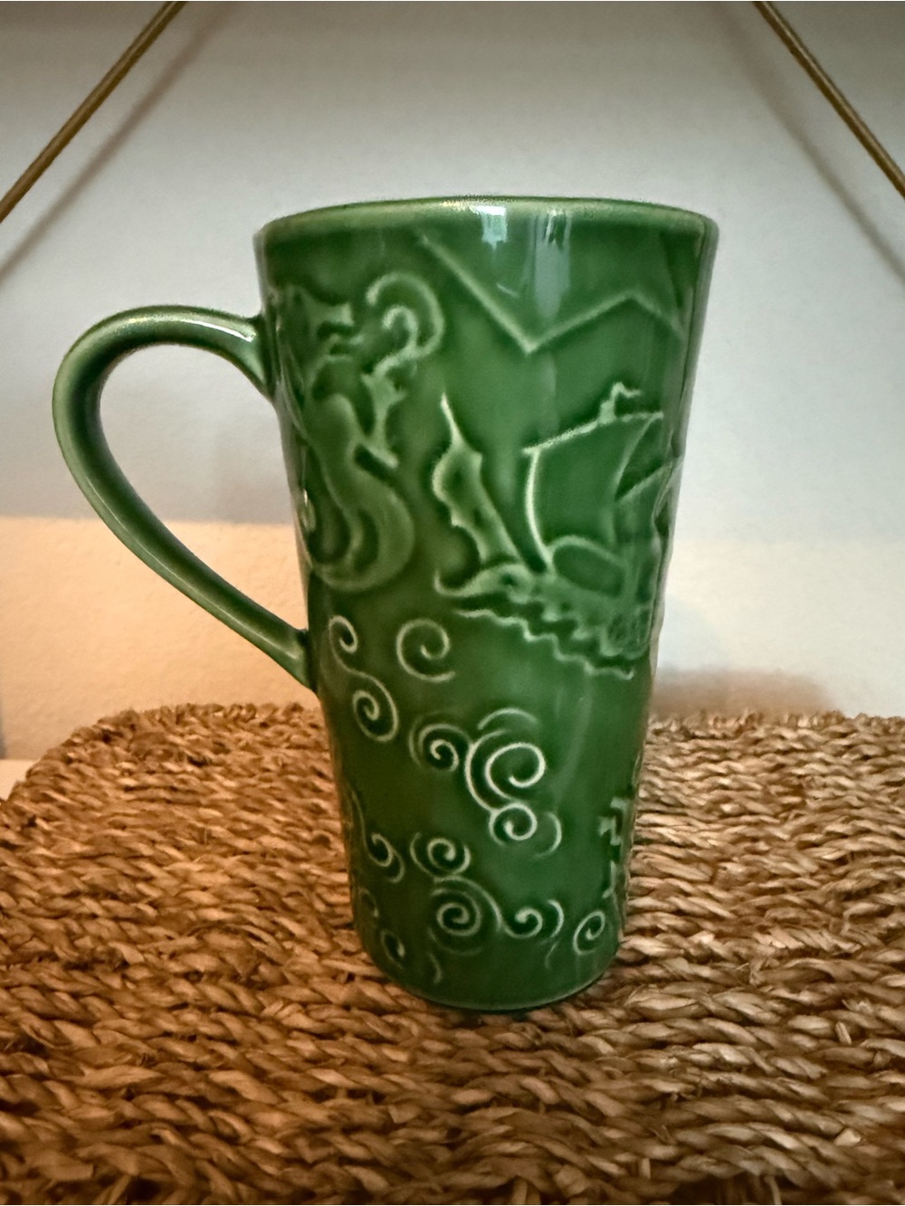 Vintage Starbucks Chaleur Green Ceramic Tribal Travel Mug with Lid - Picture 3 of 6